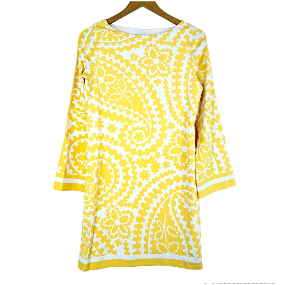 Nicole Miller Collection 94% Silk Women Dress Yellow Long Sleeve Mini Size S